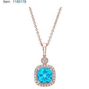 Blue Topaz and Diamond 14kt Rose Gold Pendant